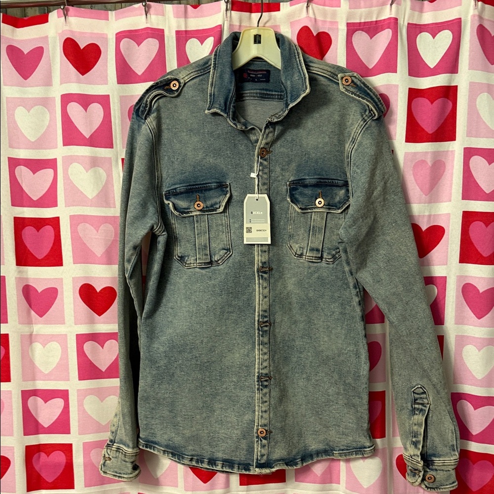 Buckle Men's Washed Denim Shirt Jacket - Faded Blue Size Large